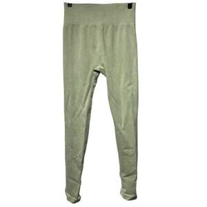 Aura  Size Medium Large High Waisted Ribbed Leggings Sage Green Athletic